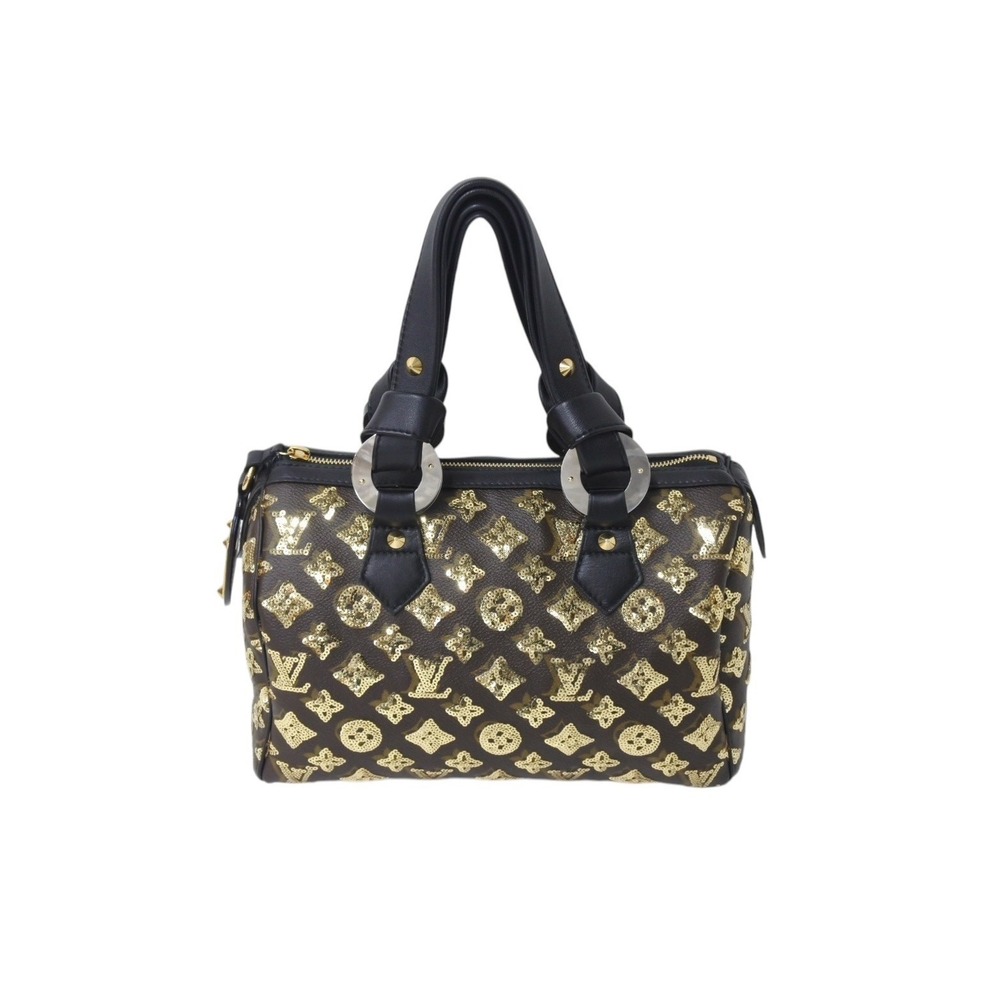 Louis Vuitton handbag Monogram Black all Eclipse Speedy sequins leather - Picture 2 of 8